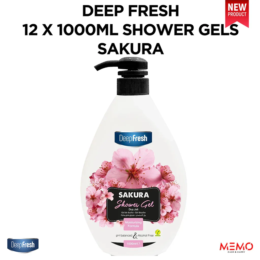 DEEP FRESH 12 X 1000ML SAKURA SHOWER GELS - Memo Cash and Carry 