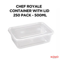 CHEF ROYALE 500ML PLASTIC MICROWAVE CONTAINER WITH LID 250 PACK - Memo Cash and Carry 