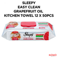 Sleepy Easy Clean Grapefruit Oil Kitchen Towel 50pcs x 12 Packs – grapefruit oil–infused kitchen cleaning wipes product image
