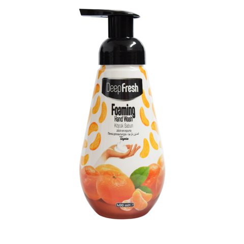 Deep Fresh Hand Soap Foam Tangerine, 12 bottles of 400ml – refreshing foaming hand soap with sweet tangerine scent that gently cleanses and softens hands