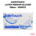 SAFETOUCH Natural Latex Powder-Free Gloves (10 x 100 pcs, Medium) – product image of durable medium-size natural latex disposable gloves, powder-free
