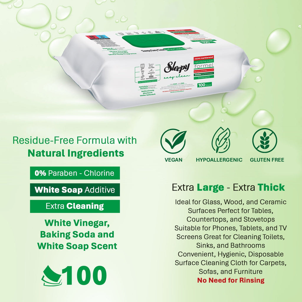 SLEEPY Easy Clean White Soap Scented Multi Surface Cleaning Wipes – 6 Packs x 100 Wipes