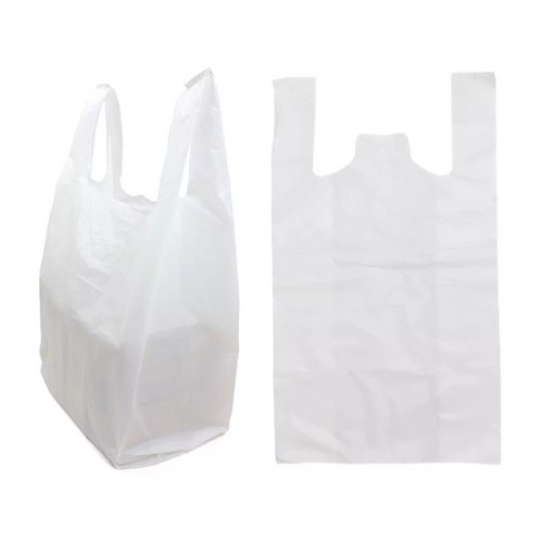 White Jumbo Carrier Bags 13x19x24 1x1000pcs – extra-large durable white plastic carrier bags ideal for retail stores, supermarkets, and bulky item packaging.
