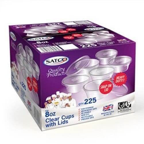 Satco 8oz M8 Plastic Sauce Pots with Lids 1x225